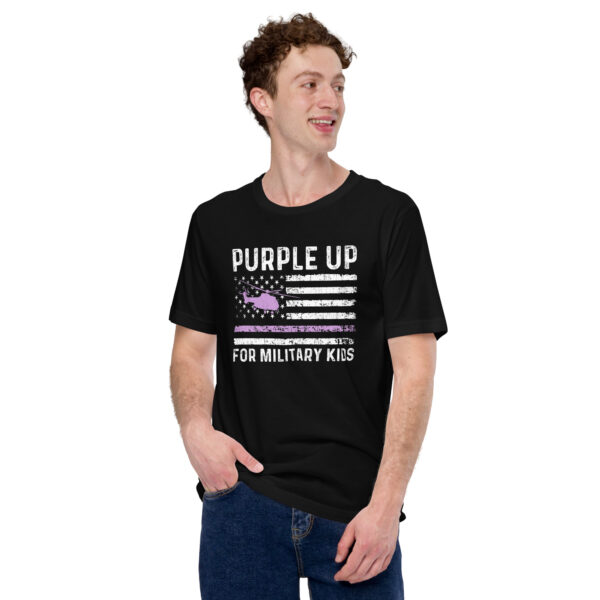 Purple Up Military Kids Military Child Retro American Flag - Unisex t-shirt - Image 2