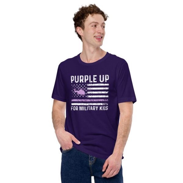 Purple Up Military Kids Military Child Retro American Flag - Unisex t-shirt - Image 4